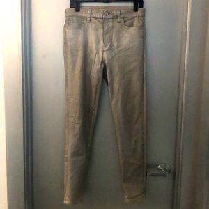 Coated denim in silver